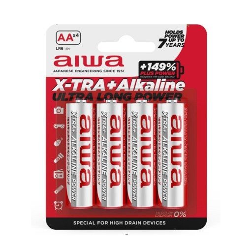 Aiwa AB-AALR6/4 X-TRA + Alkáli elem AA (LR6) 4db