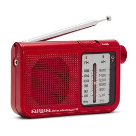   Aiwa RS-55RD Klasszikus kisrádió textil tartóval és fém házas fülhallgatóval