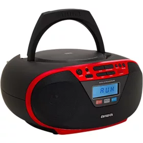   Aiwa BBTU-400RD Hordozható CD rádió, Bluetooth, USB bemenettel, órával és ébresztőórával