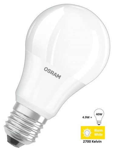 OSRAM Value CLA40 E27 4,9W (40W) 470lm 2700K meleg fehér kisgömb LED