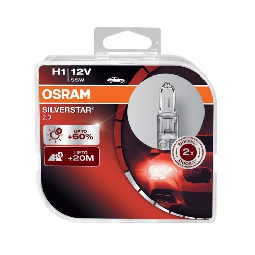 Osram Silverstar 2.0 H1 12V 55W autó izzó, duó csomag - 64150SV2-HCB