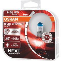   Osram Night Breaker Laser H3 12V 55W +150% halogén autó izzó DUO (2db-os) - 64151NL-HCB