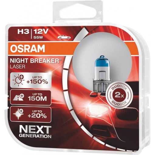 Osram Night Breaker Laser H3 12V 55W +150% autó izzó, duó csomag - 64151NL-HCB