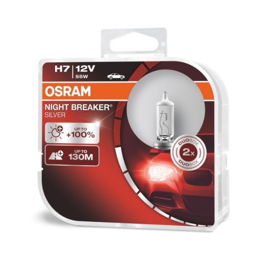 Osram Night Breaker Silver H7 12V 55W +100% autó izzó, duó csomag - 64210NBS-HCB