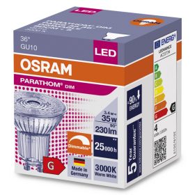   Osram Parathom GU10 3,4W (35W) 3000K meleg fehér 36° DIM LED