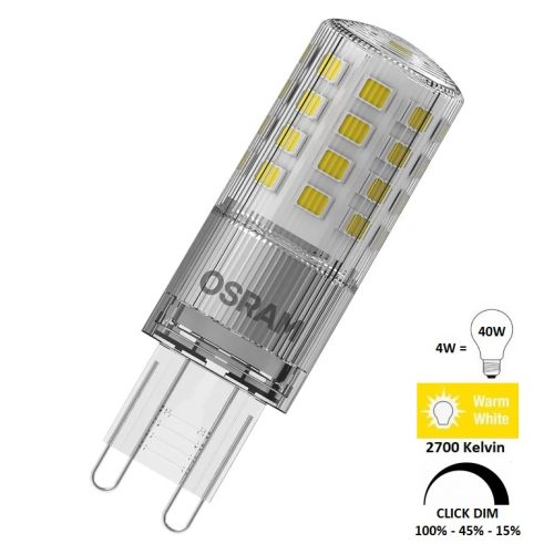 Osram LED Star+ G9 4W (40W) 2700K meleg fehér CLICK DIM LED