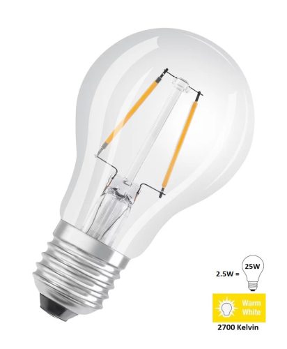 OSRAM LED star CLA25 E27 2,5W (25W) 250lm 2700K meleg fehér filament LED