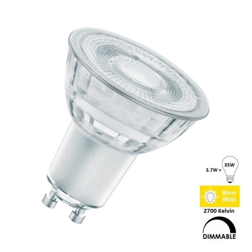 Osram LEDSStar GU10 3,7W (35W) 2700K meleg fehér 36° DIM LED