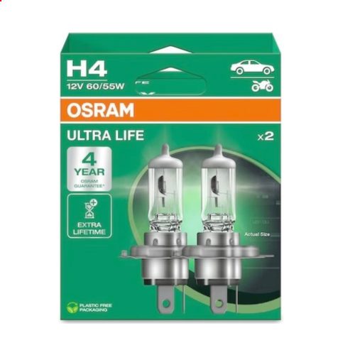 Osram Ultra Life H4 12V 60/55W P43t autó izzó, duó csomag - 64193ULT-2HB