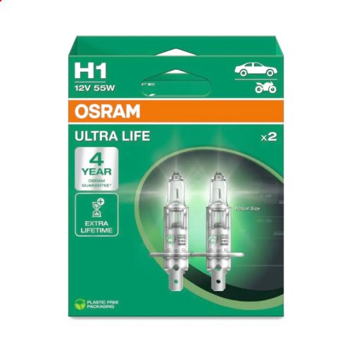 Osram Ultra Life H1 12V 55W autó izzó, duó csomag 64150ULT-2HB