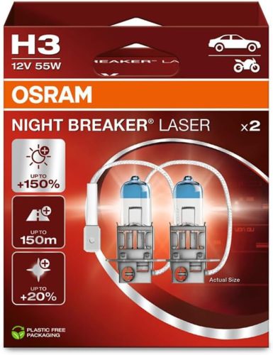 Osram Night Breaker Laser H3 12V 55W +150% halogén autó izzó DUO (2db-os) - 64151NL-2HB