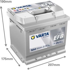   Varta Dynamic EFB 12V 50Ah 550A Jobb+ autó akkumulátor (N50)-550500