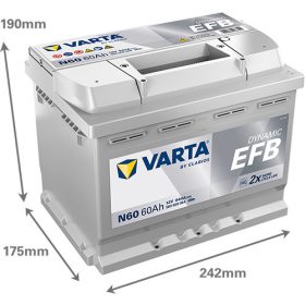   Varta Dynamic EFB 12V 60Ah 640A Jobb+ autó akkumulátor (N60)-560500