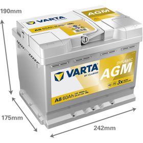   Varta Dynamic AGM 12V 60Ah 680A Jobb+ autó akkumulátor (A8) - 560901