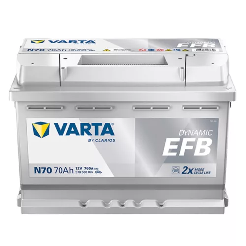 Varta Dynamic EFB 12V 70Ah 760A Jobb+ autó akkumulátor (N70)-570500