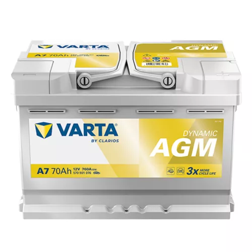 Varta Dynamic AGM 12V 70Ah 760A Jobb+ autó akkumulátor (A7) - 570901