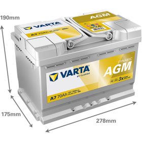   Varta Dynamic AGM 12V 70Ah 760A Jobb+ autó akkumulátor (A7) - 570901