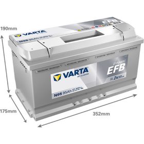   Varta Dynamic EFB 12V 95Ah 850A Jobb+ autó akkumulátor (N95)-595500