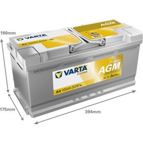   Varta Dynamic AGM 12V 105Ah 950A Jobb+ autó akkumulátor (A4) - 605901