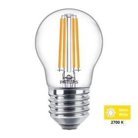   Philips E27 6,5W (60W) 2700K - meleg fehér kisgömb filament LED