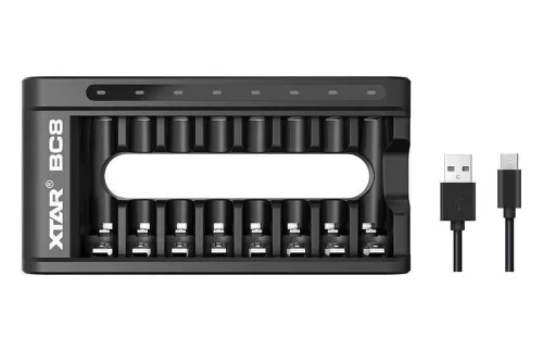 XTAR BC8 8 csatornás Li-ion/Ni-MH AA/AAA USB-s ceruza akkumulátor töltő