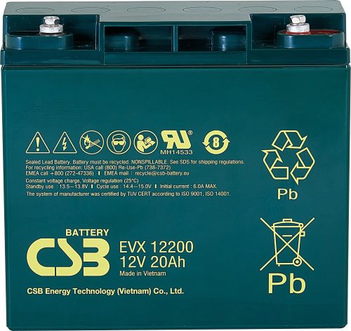 CSB EVX12200 zselés akkumulátor 12V 20Ah (ciklikus)