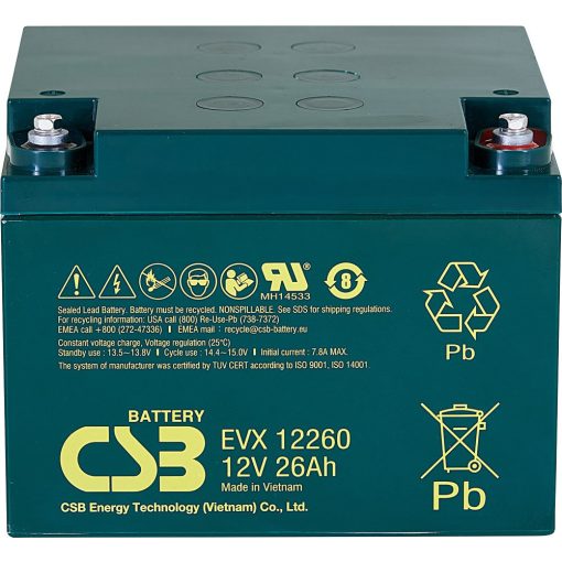 CSB EVX12260 zselés akkumulátor 12V 26Ah (ciklikus)