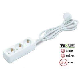   Trixline Elosztó - Hosszabbító - 3 aljzat, 3 méter, 10A - TR806S