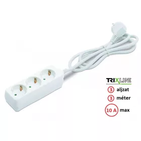   Trixline Elosztó - Hosszabbító - 3 aljzat, 3 méter, 10A - TR806S