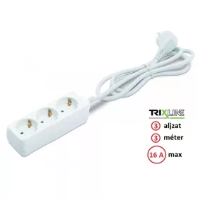   Trixline Elosztó - Hosszabbító - 3 aljzat, 3 méter, 16A - TR806S2